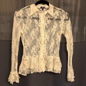 Lace button down top
